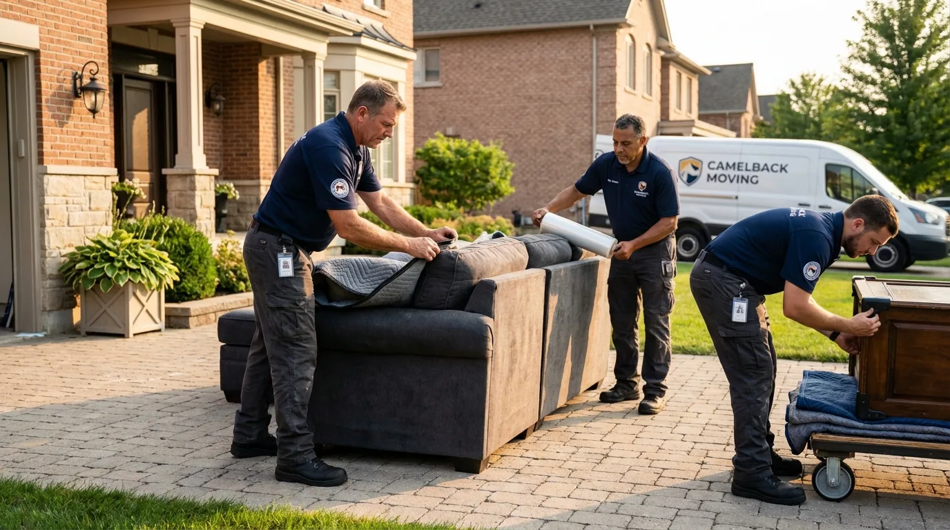 Large estate moving crew wrapping furniture in Sacaton, AZ